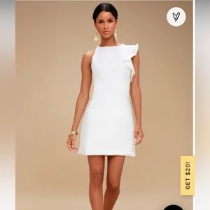 Lulu’s Dinah White/Cream One-Shoulder Dress sz Large NWOT